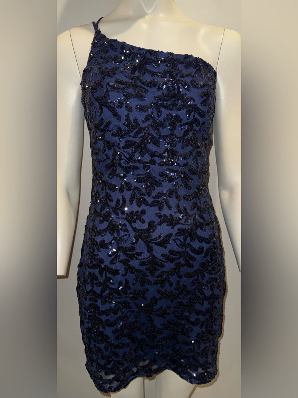Honey And Rosie Midnight Doll Navy Sequined Mini Dress